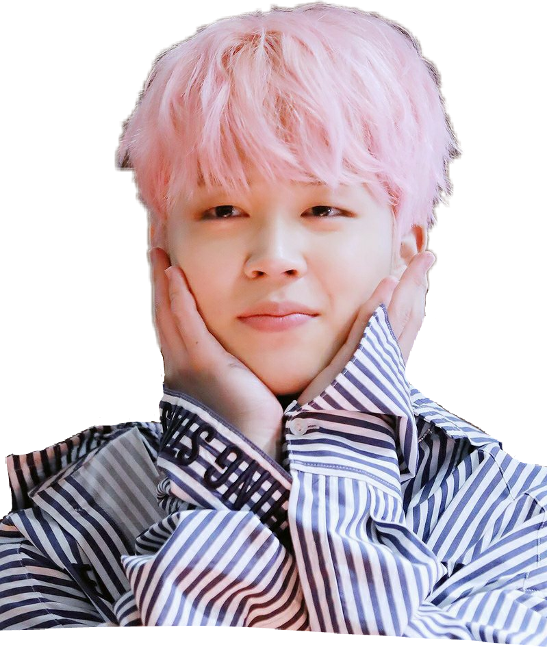 Pink Haired Man Smiling With Hands On Cheeks PNG
