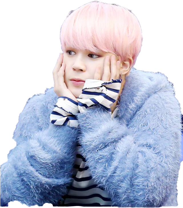 Pink Haired Person Resting Faceon Hands PNG