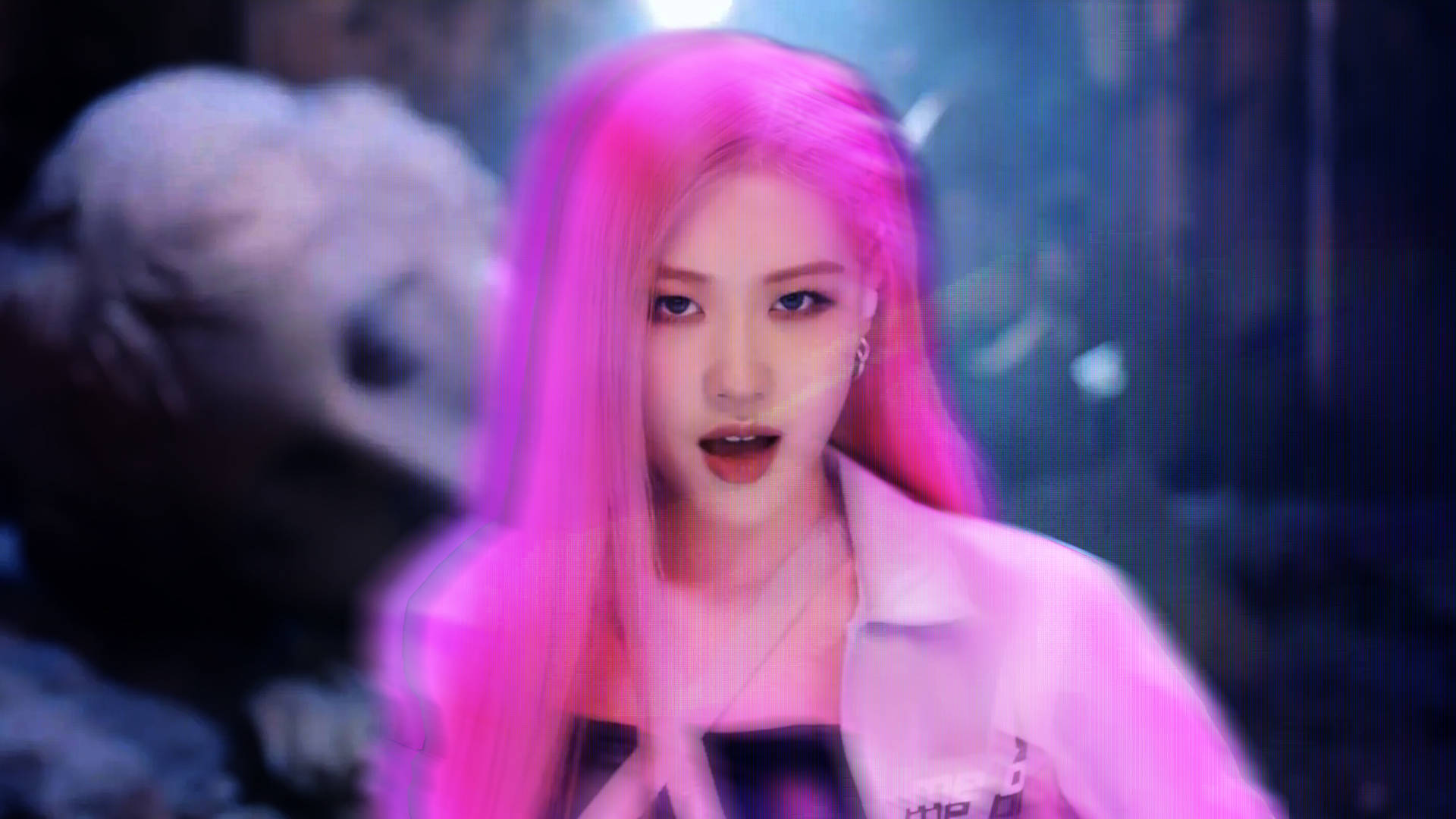 Pink-haired Rose Blackpink Hologram Wallpaper