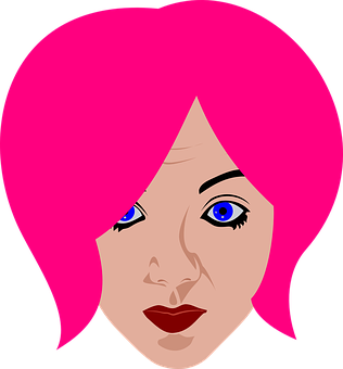Pink Haired Vector Portrait PNG