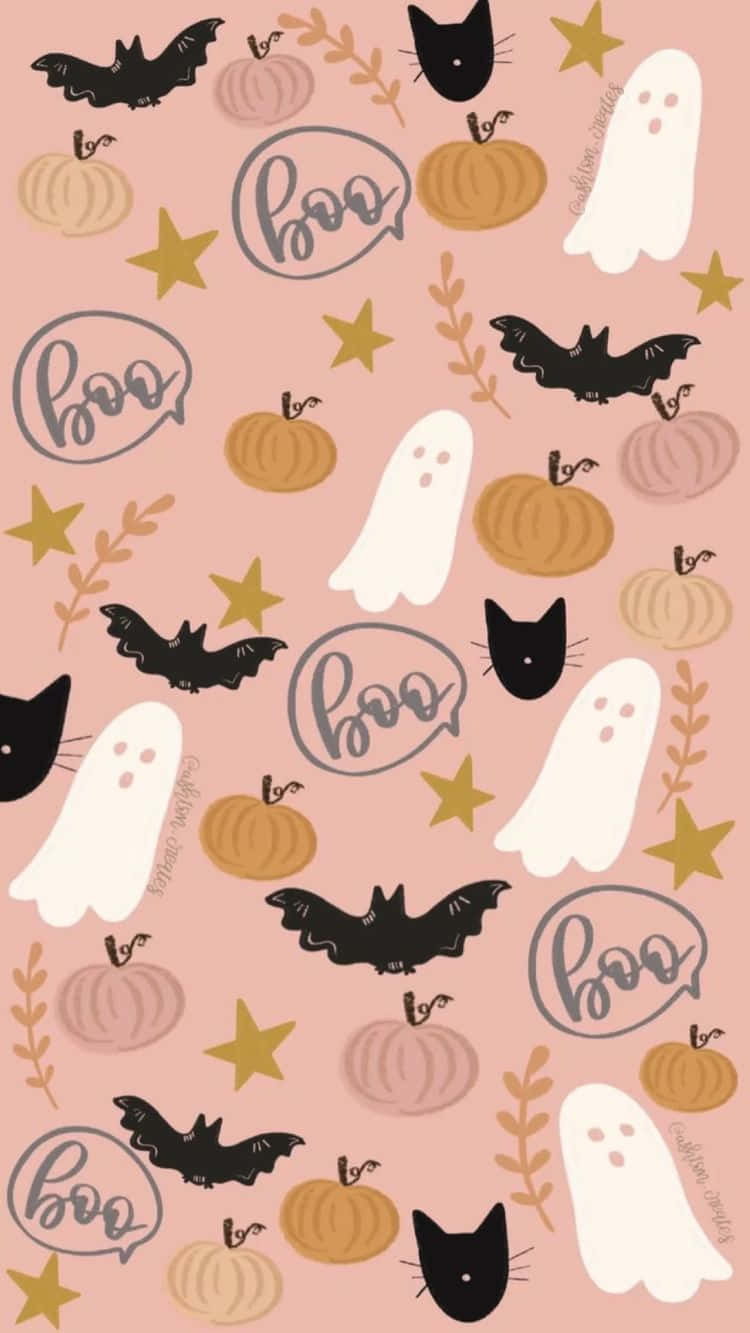 Pink Halloween Aesthetic Pattern Wallpaper