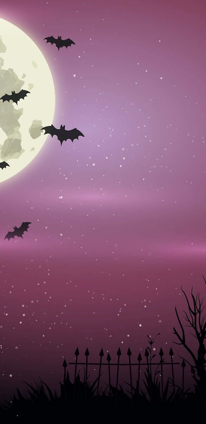 Halloween Night Sky With Bats Flying In The Sky