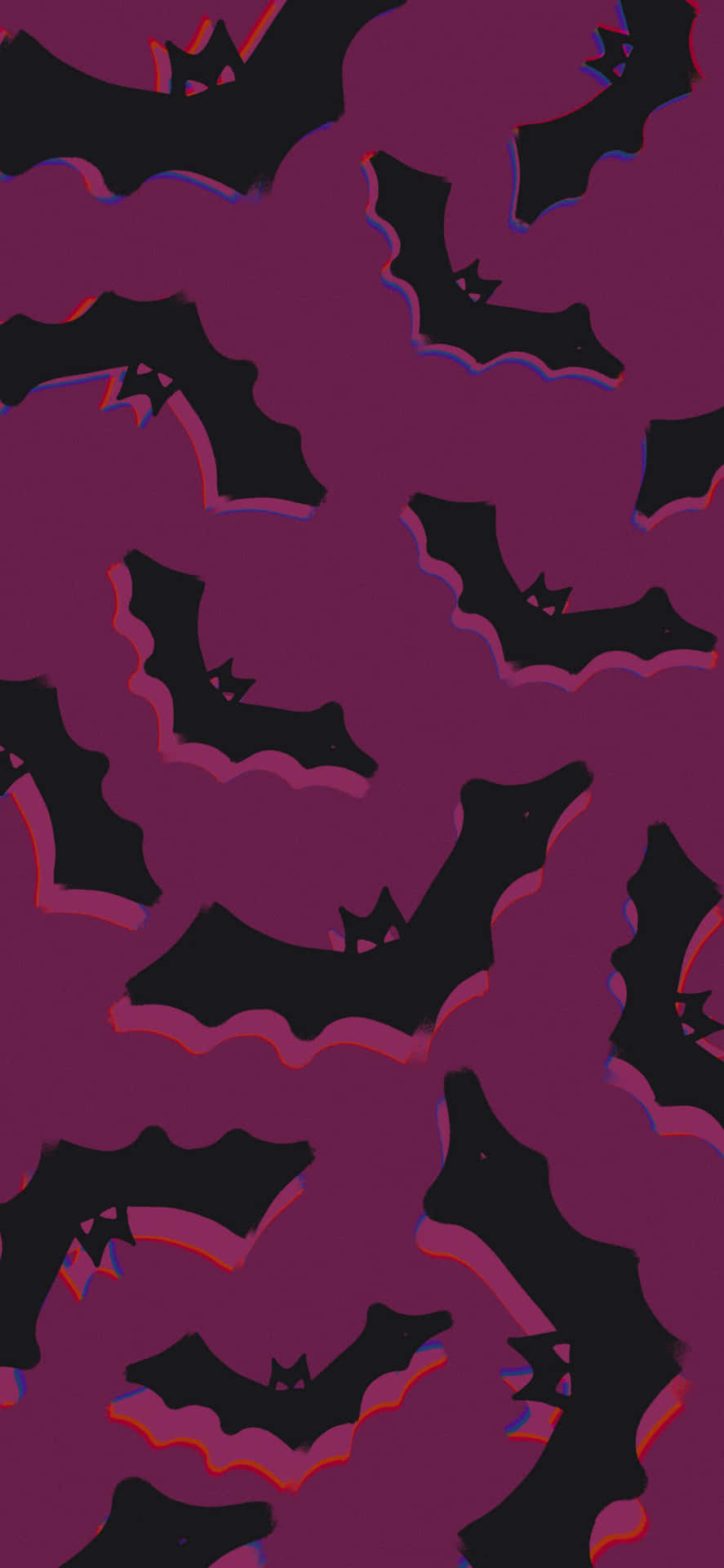 Pink Halloween Bats Pattern Wallpaper