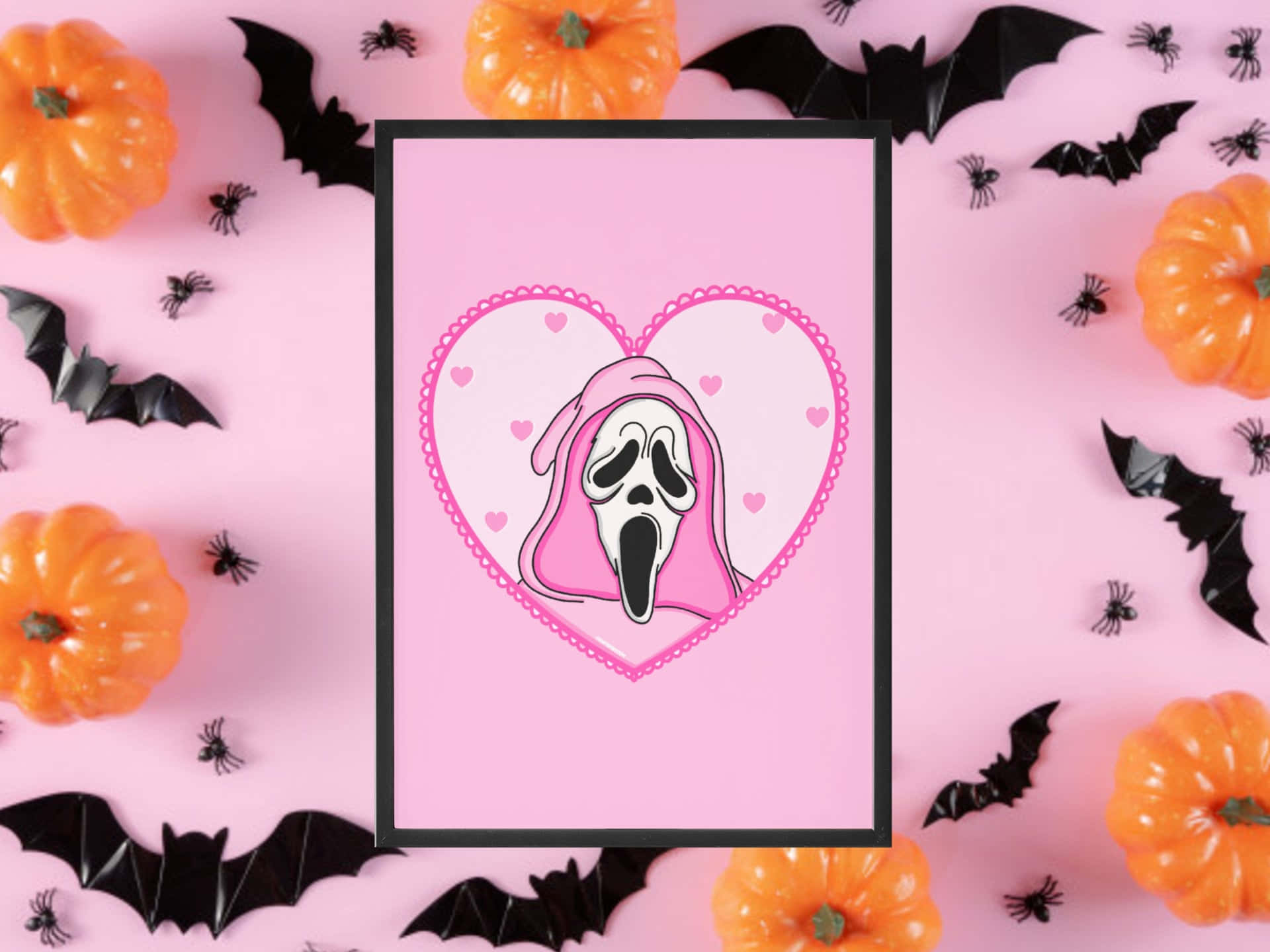 Pink Halloween Ghost Face Pfp Background