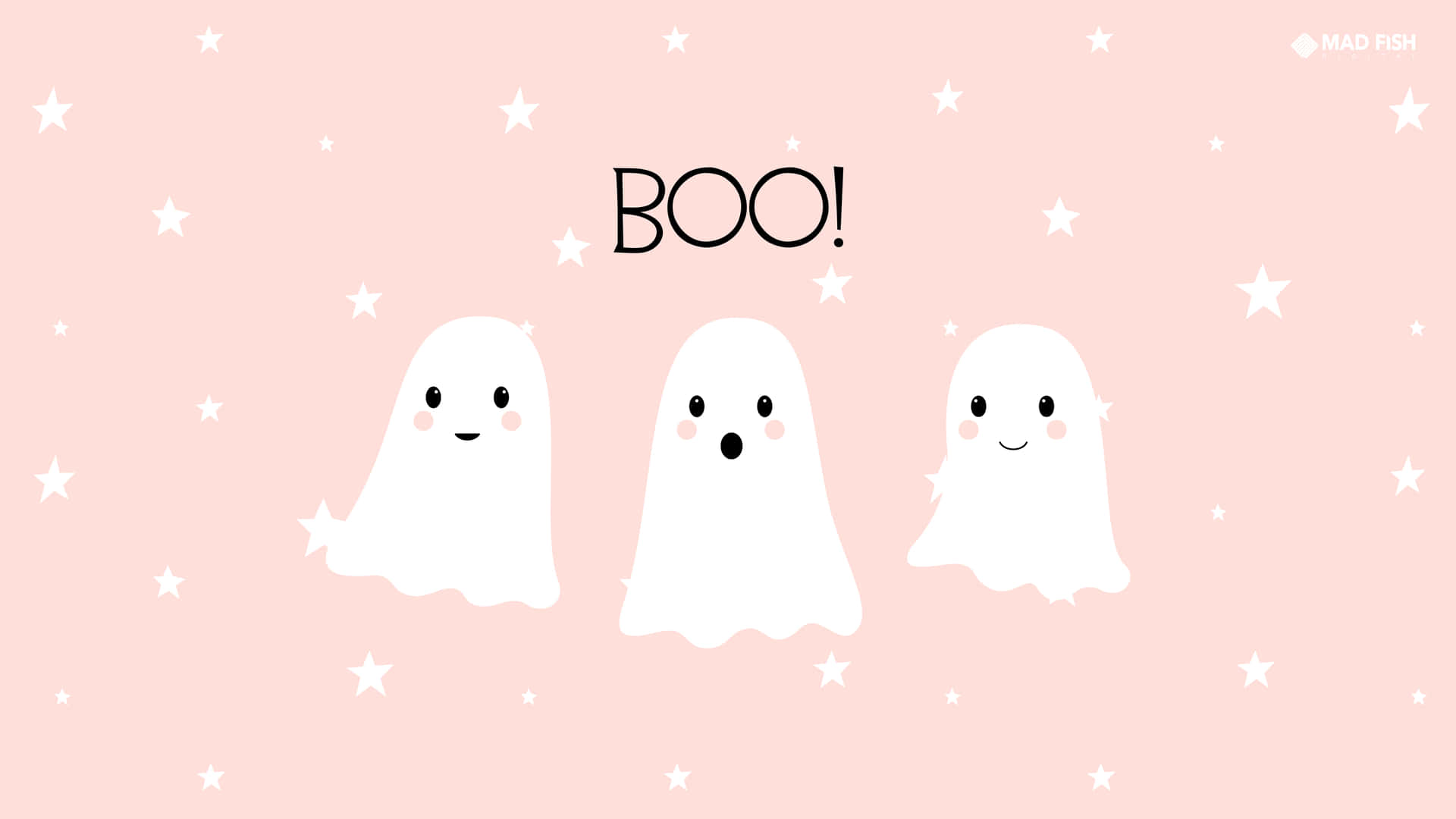Pink Halloween Ghost Trio Boo Wallpaper