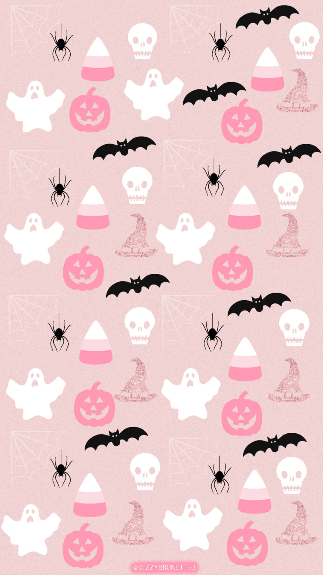 Pink Halloween Pattern Wallpaper