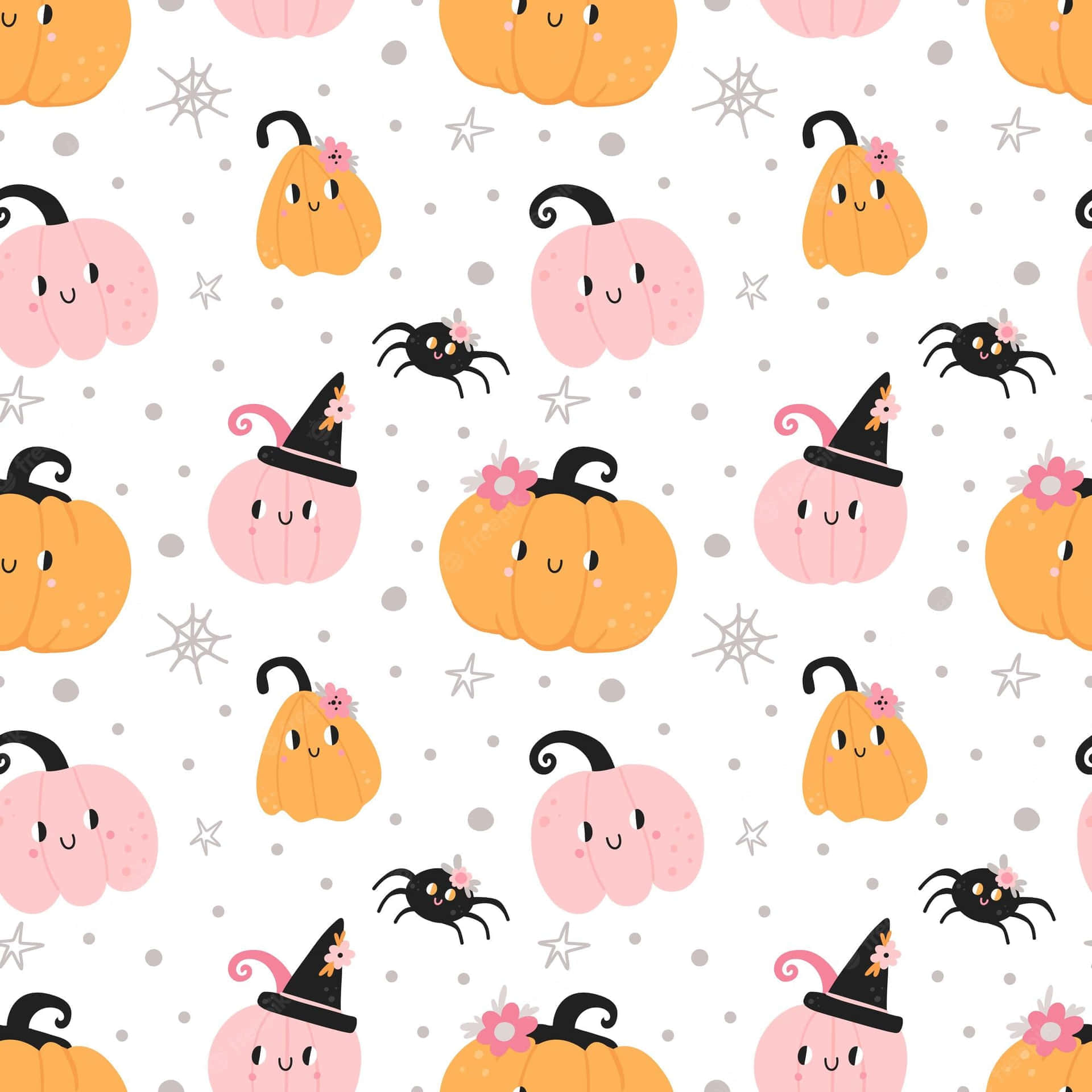 Pink Halloween Pumpkin Pattern Wallpaper