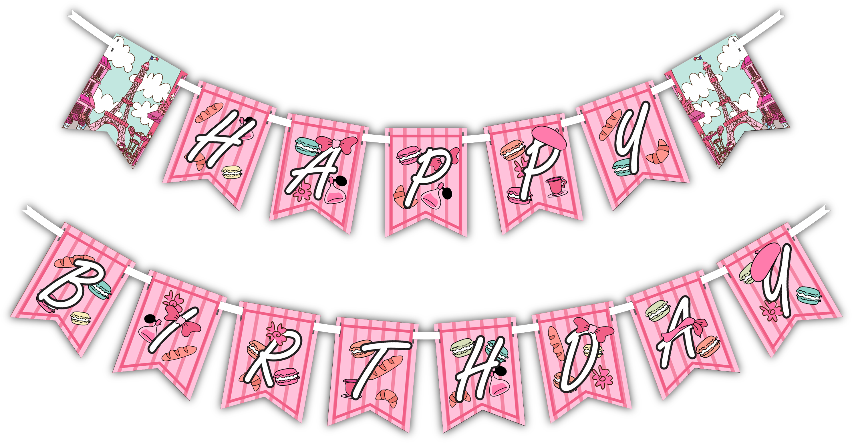 Pink Happy Birthday Banner PNG