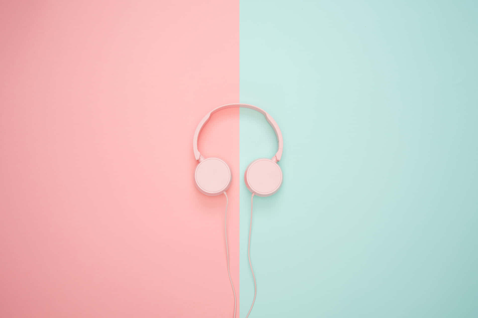 Pink Headphones Dual Tone Background Wallpaper