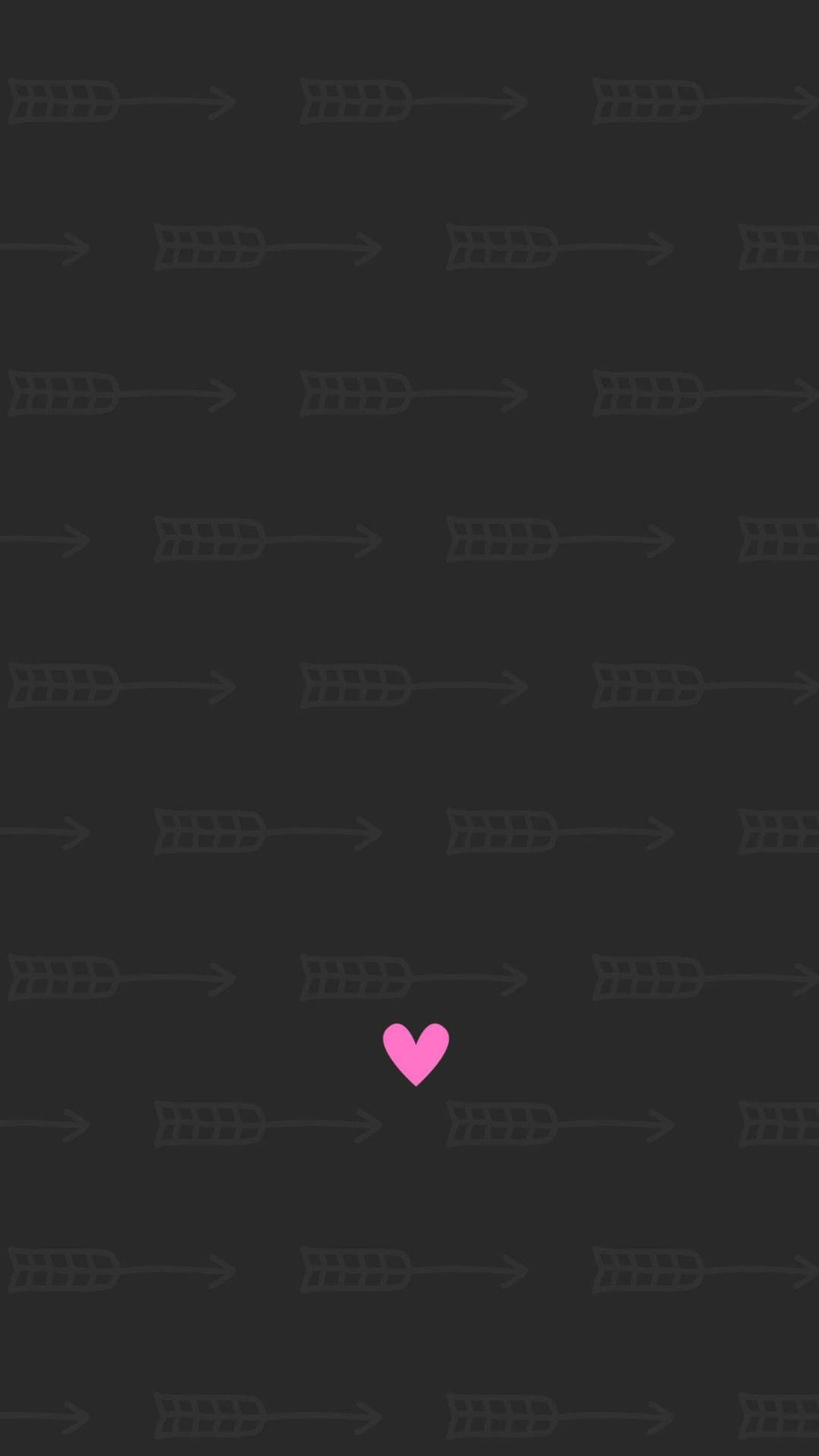 Pink Heart And Arrows Dark Girly Wallpaper