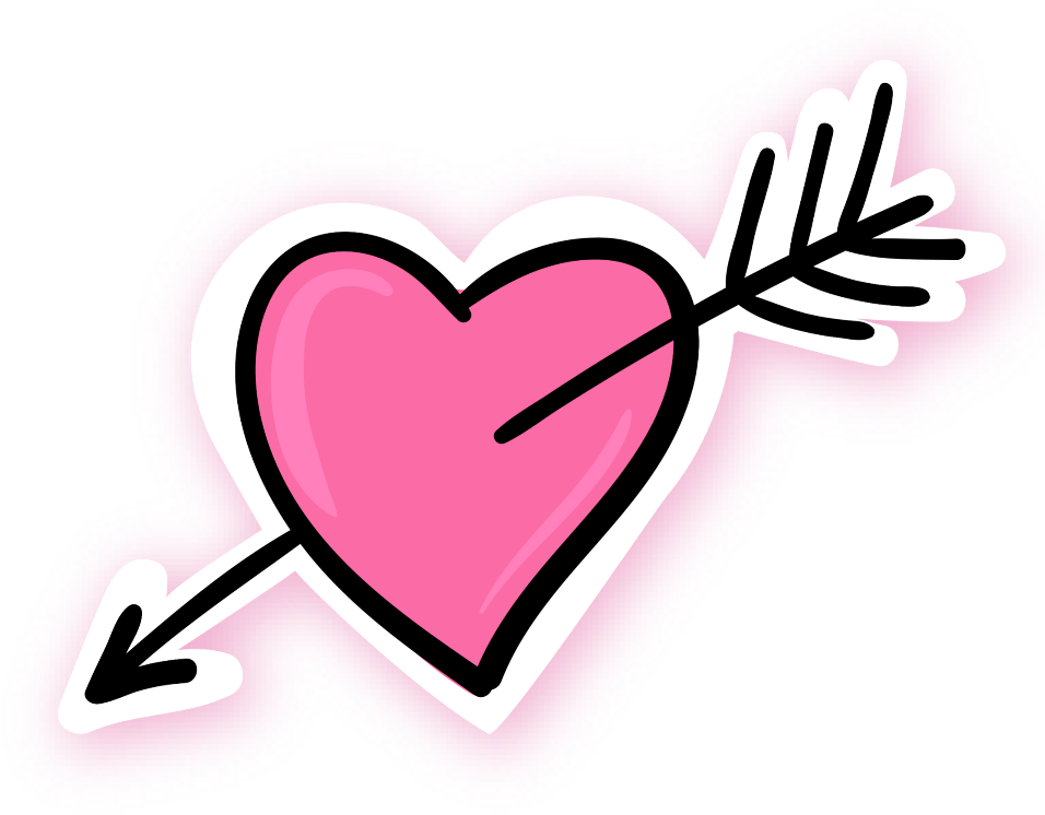 Pink Heart Arrow Doodle PNG