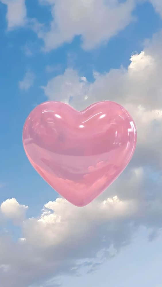 Pink Heart Balloon Sky Wallpaper