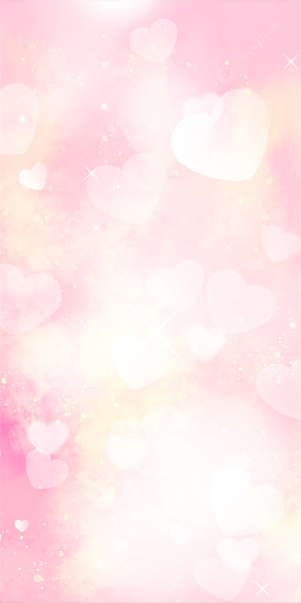 Pink Heart Bokeh Background Wallpaper