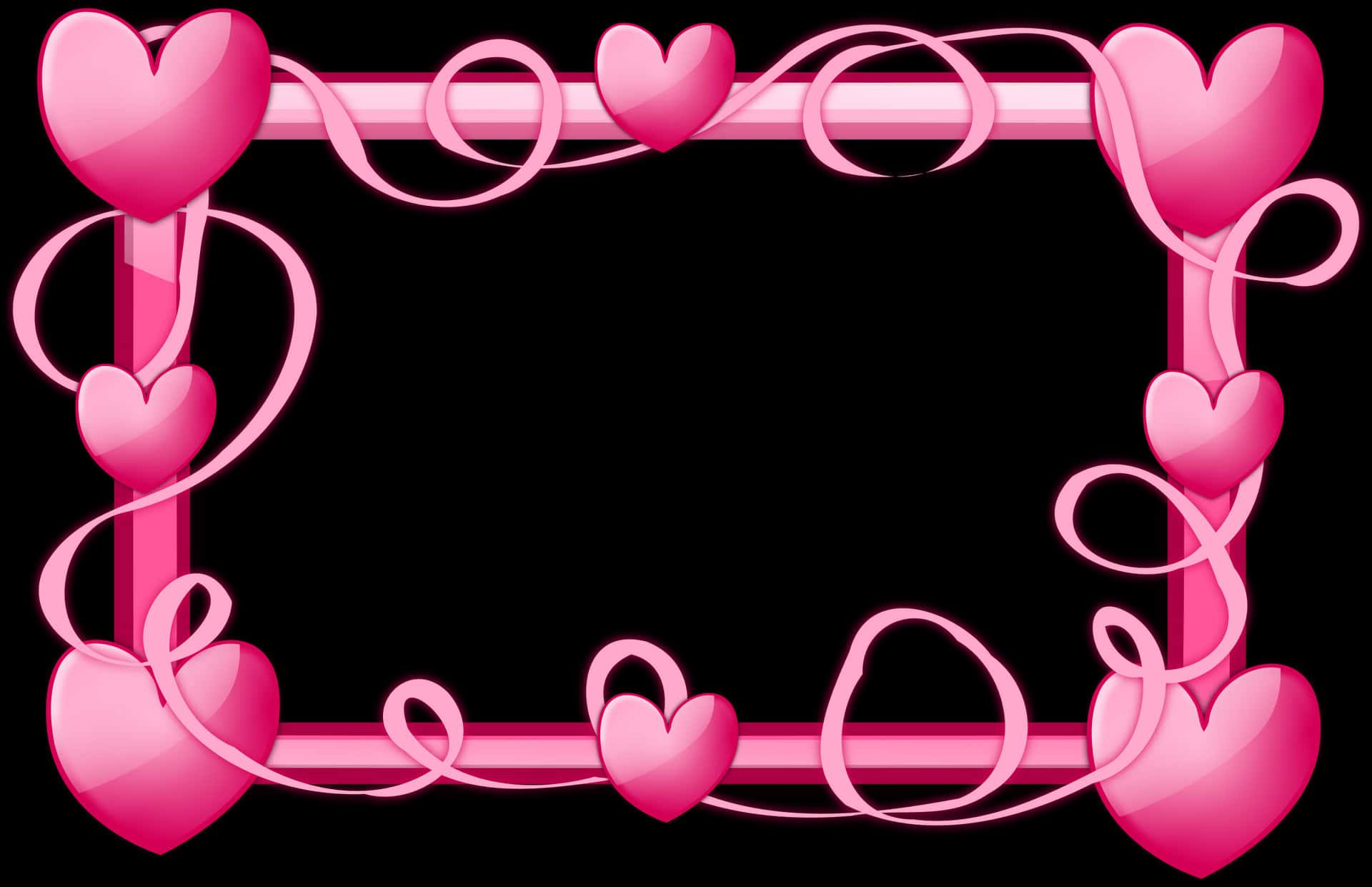 Pink Heart Border Frame PNG