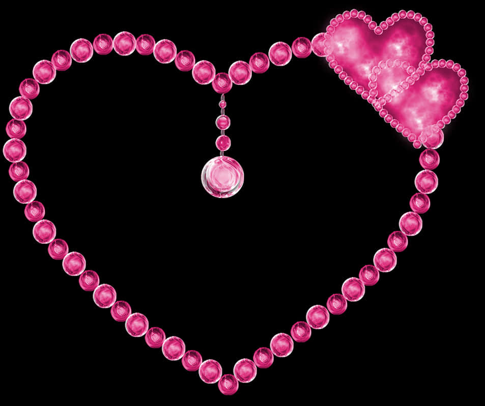 Pink Heart Bubbles Design PNG