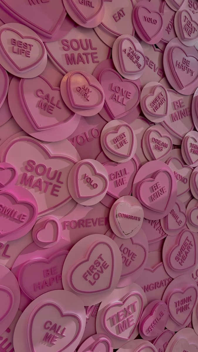 Pink Heart Buttons Aesthetic Wallpaper