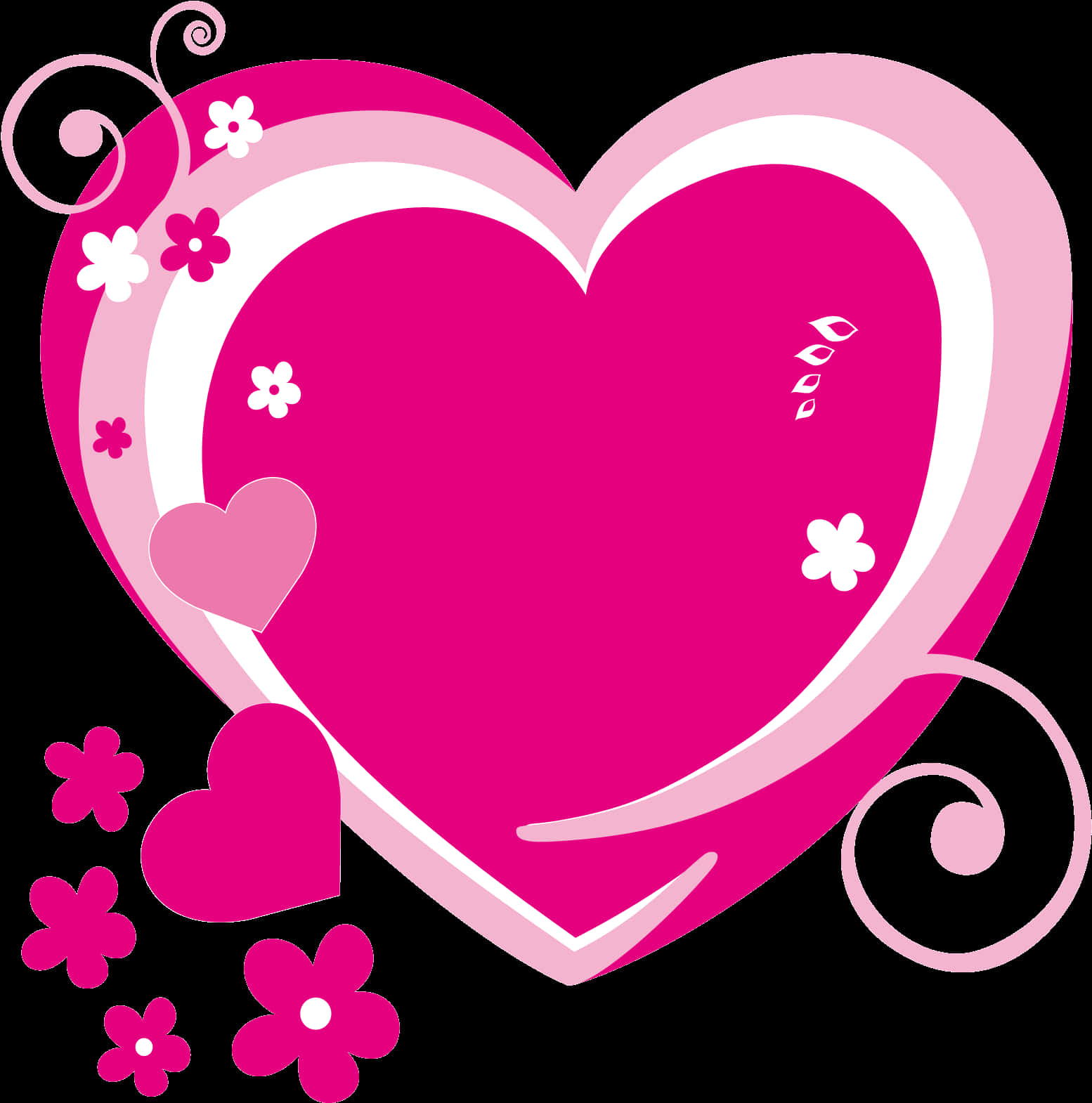 Pink Heart Clipartwith Floral Designs PNG