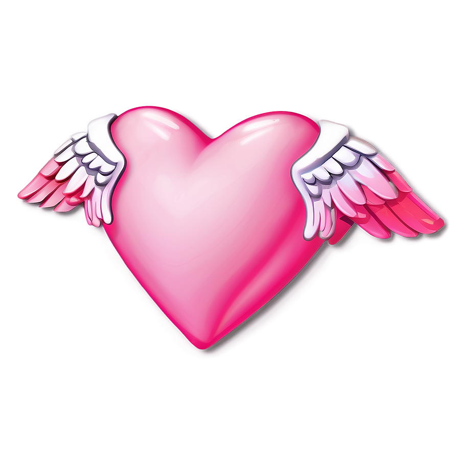 Pink Heart Emoji With Wings Png 06262024 PNG
