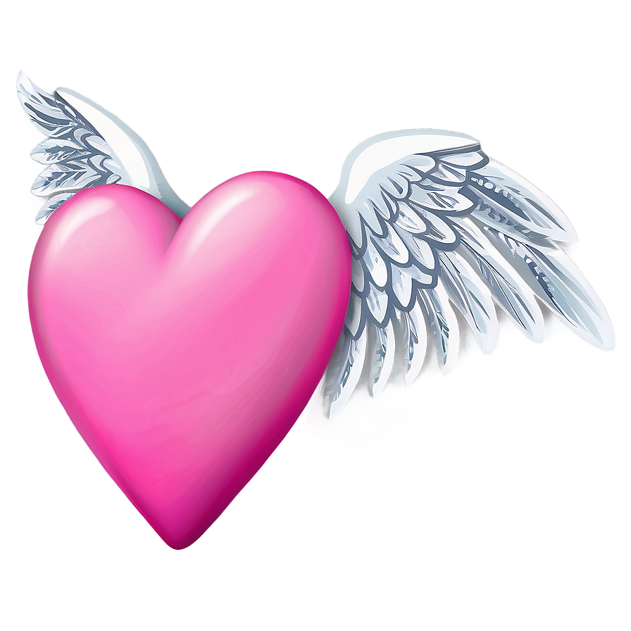 Pink Heart Emoji With Wings Png 06262024 PNG