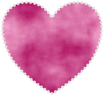 Pink Heart Floral Outline PNG