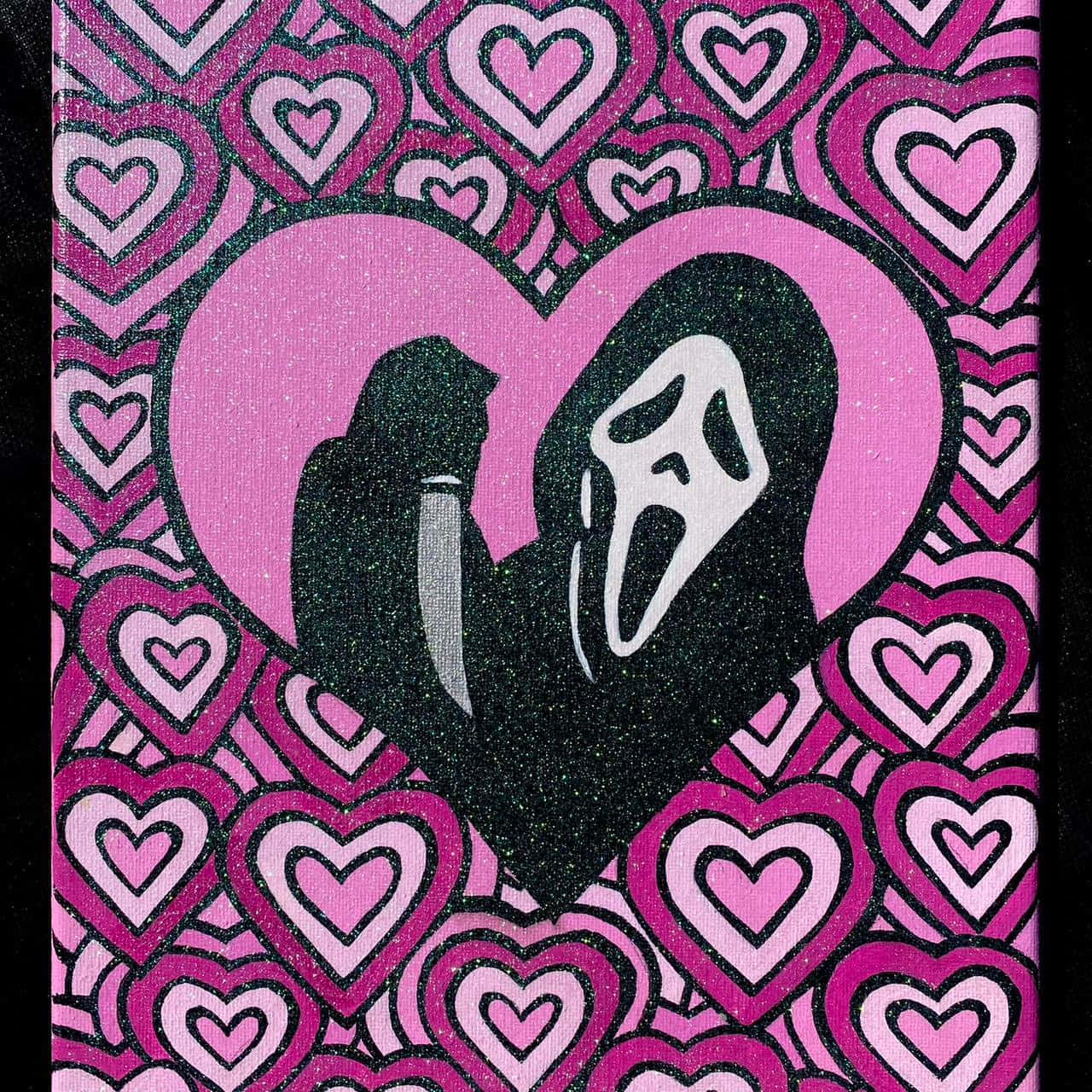 Pink Heart Ghostface Artwork Wallpaper
