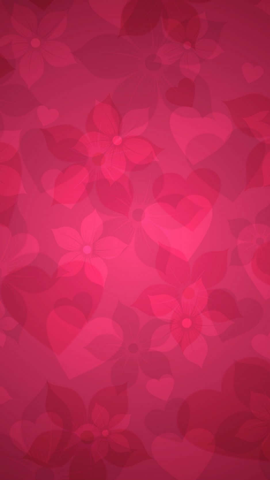 Flowers And Pink Hearts Iphone Wallpaper