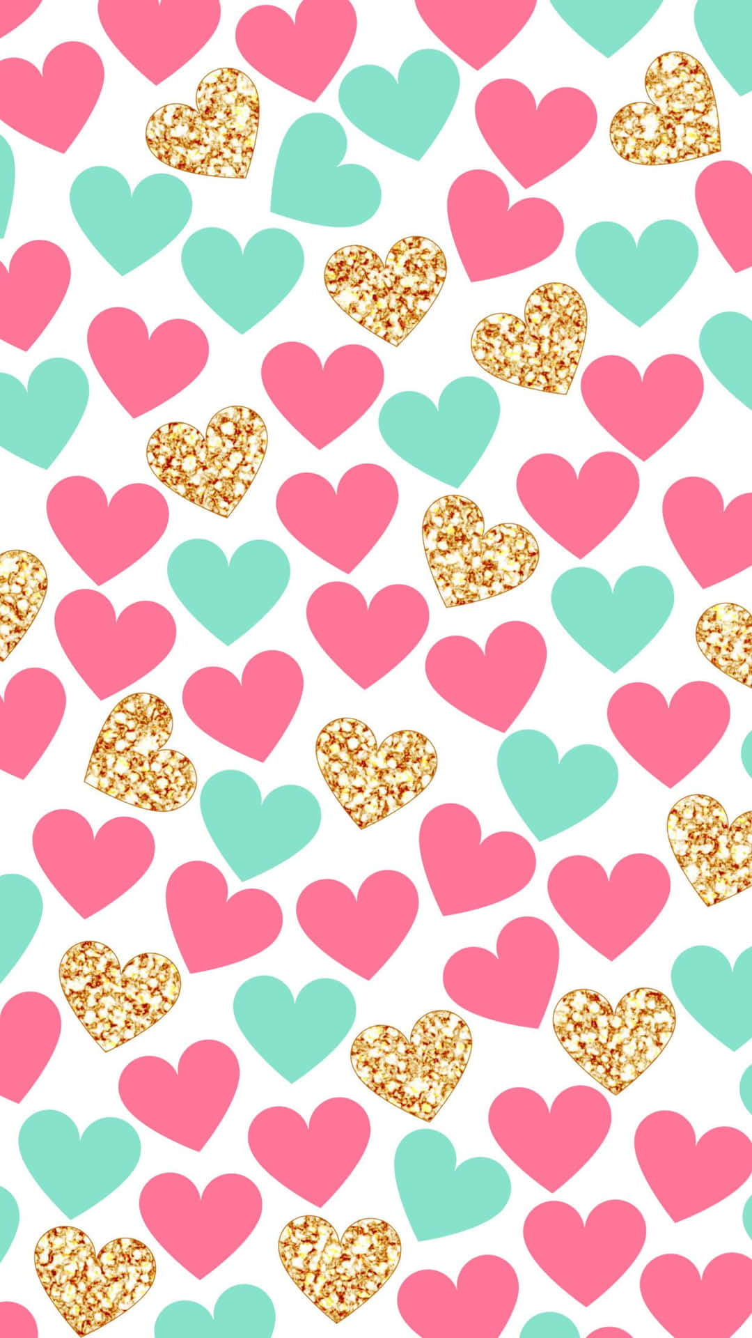 Blue And Pink Hearts Iphone Wallpaper