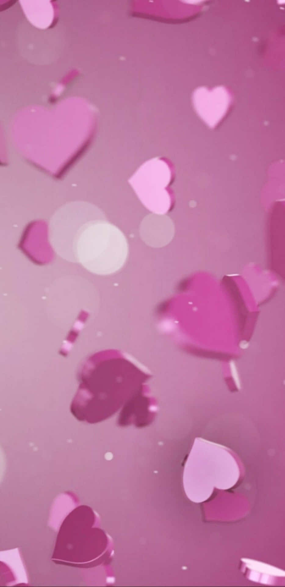 Falling Shiny Pink Hearts Iphone Wallpaper