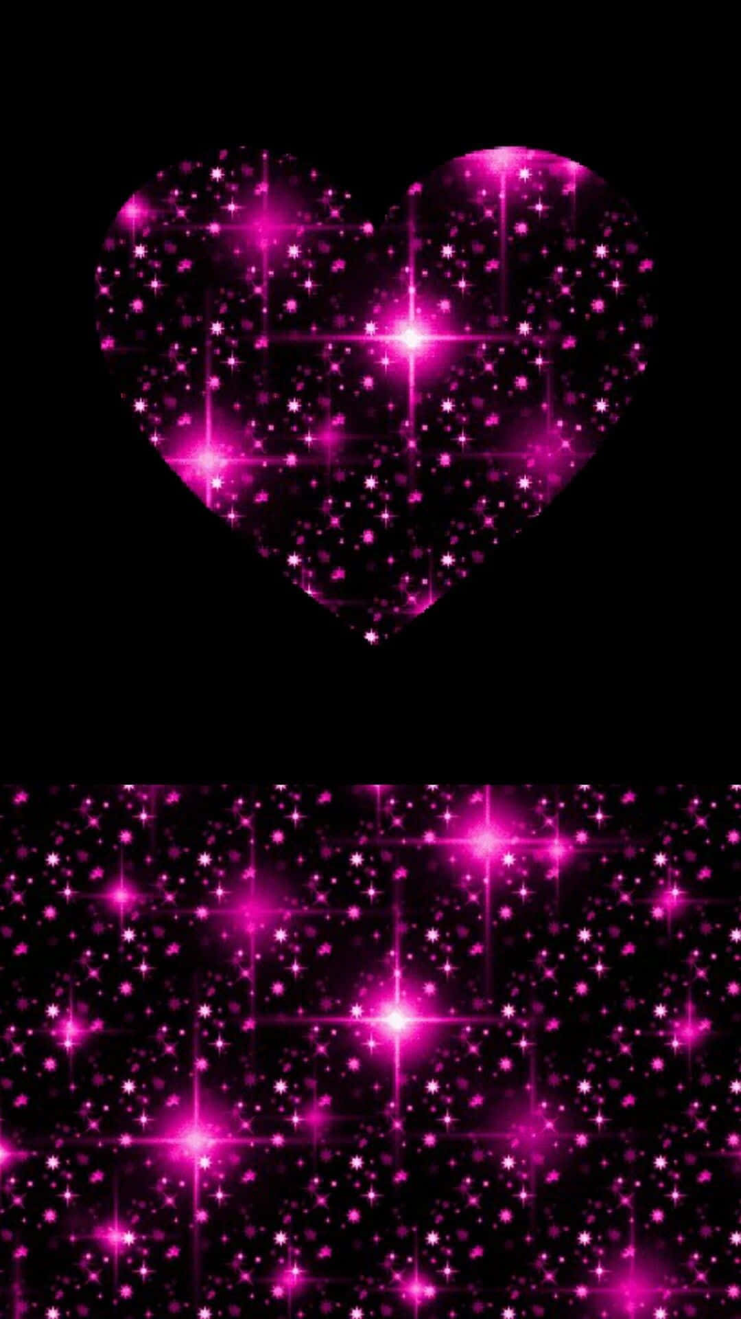 Sparkling Black And Pink Heart Iphone Wallpaper