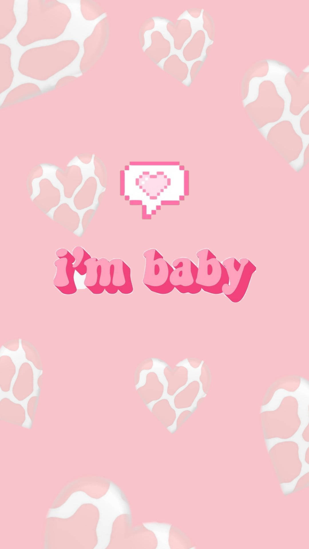 Pink Heart Jeg Er Baby Wallpaper