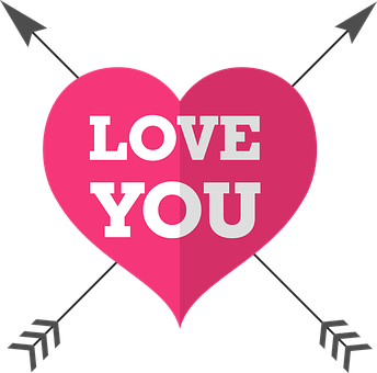 Pink Heart Love You Graphic PNG