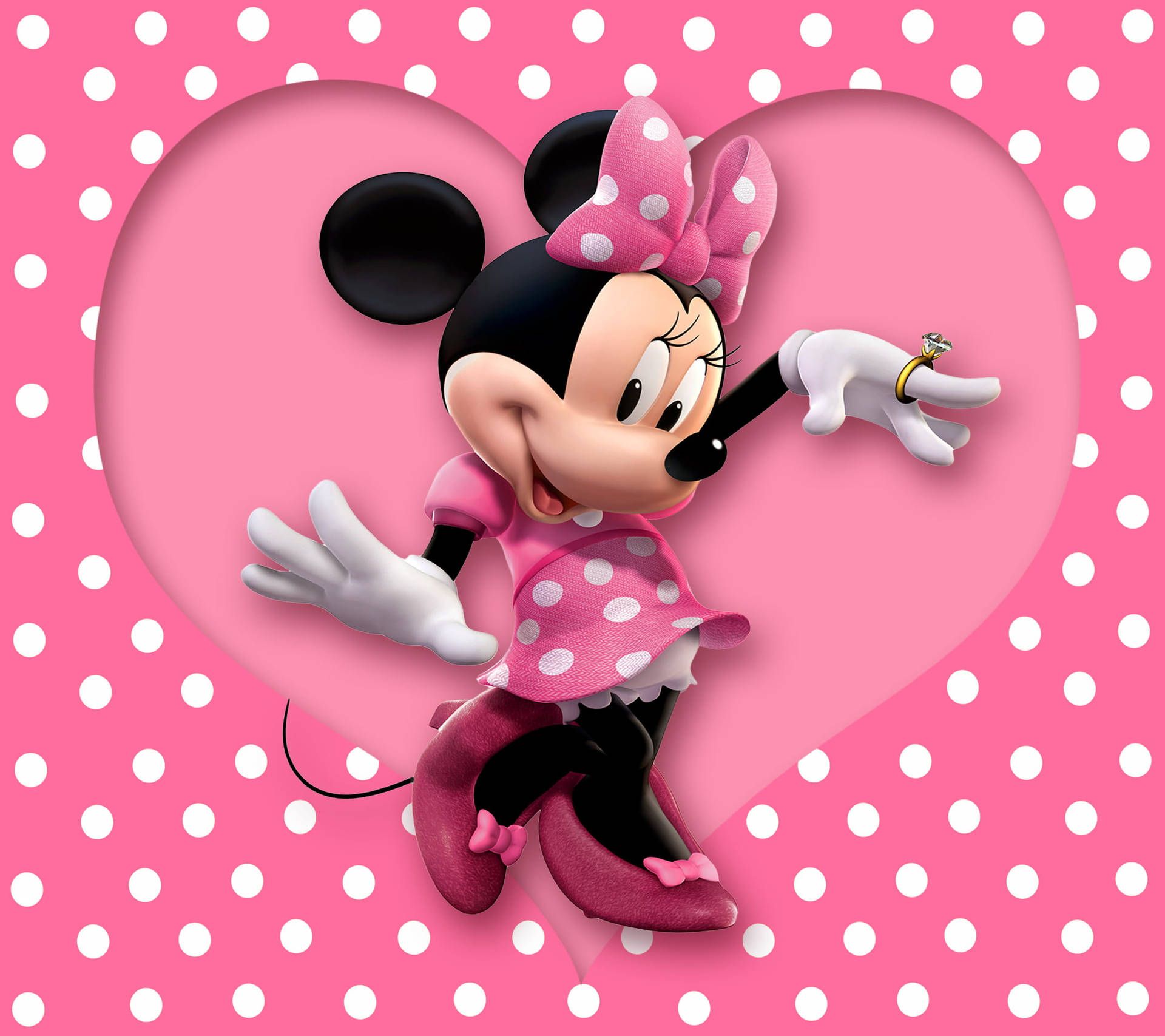 Papelde Parede De Pink Heart Da Minnie Mouse. Papel de Parede