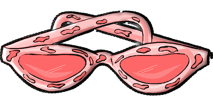 Pink Heart Pattern Sunglasses PNG