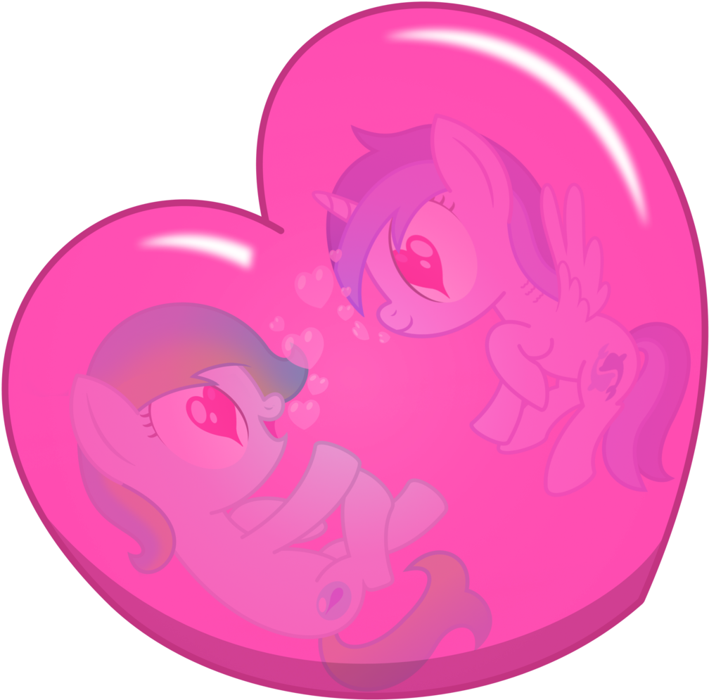 Pink Heart Ponies Love PNG