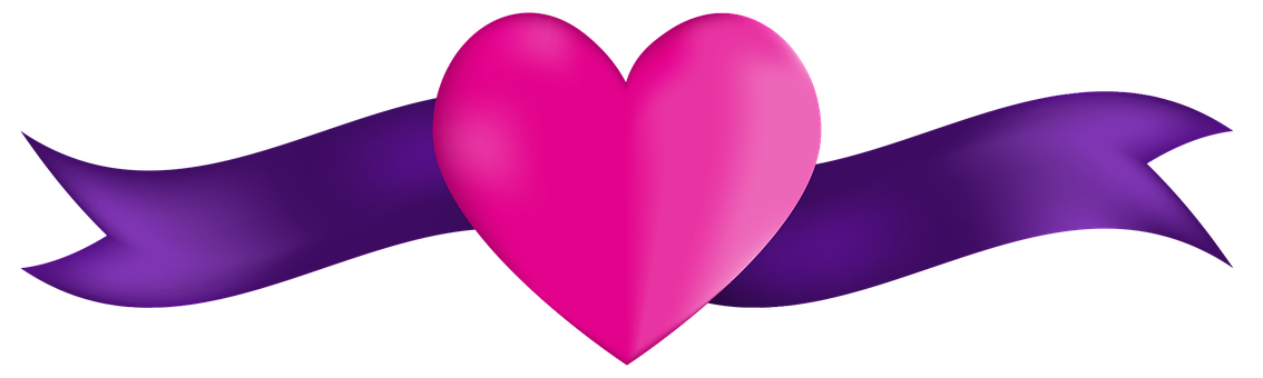 Pink Heart Purple Banner Graphic PNG