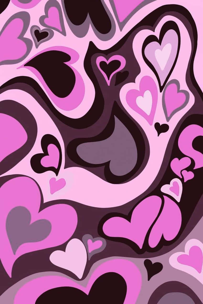 Pink Heart Swirl Pattern Wallpaper