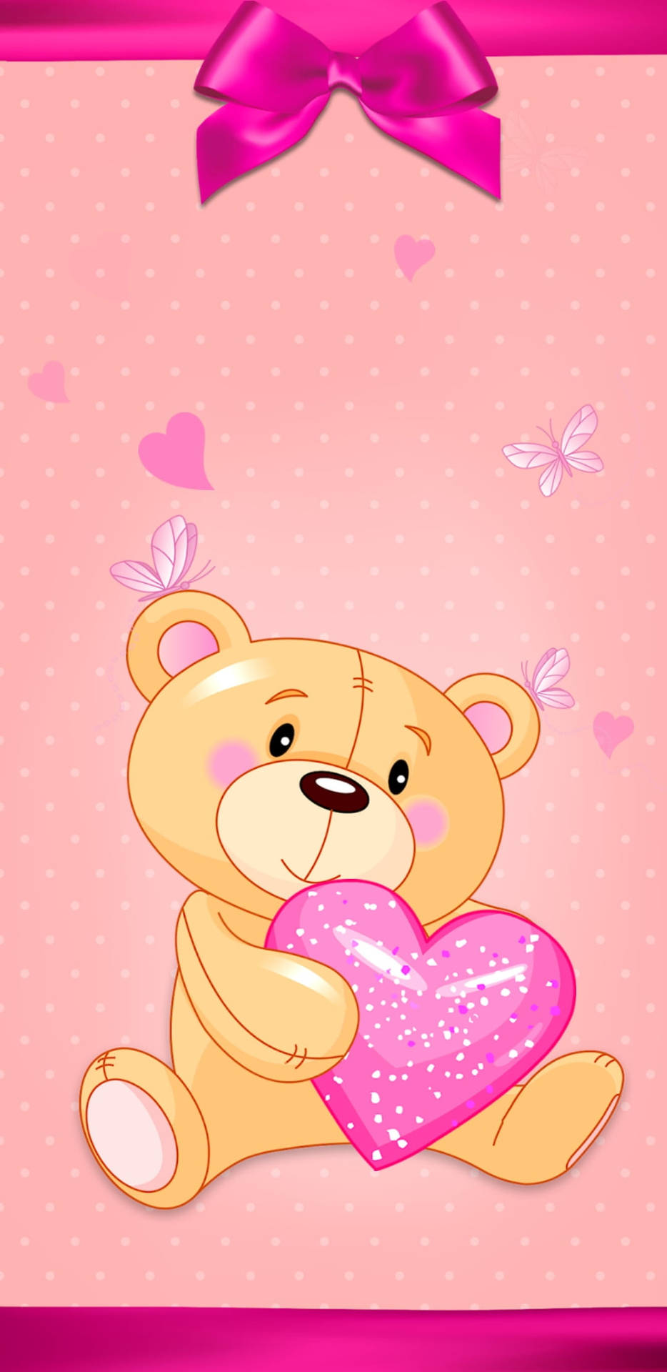 Pink Heart Teddy Bear Wallpaper