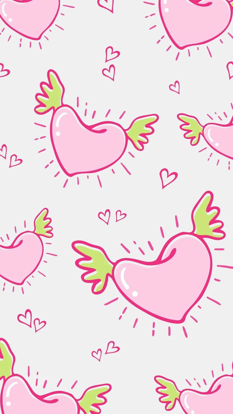 Pink Heart Wings Pattern Wallpaper