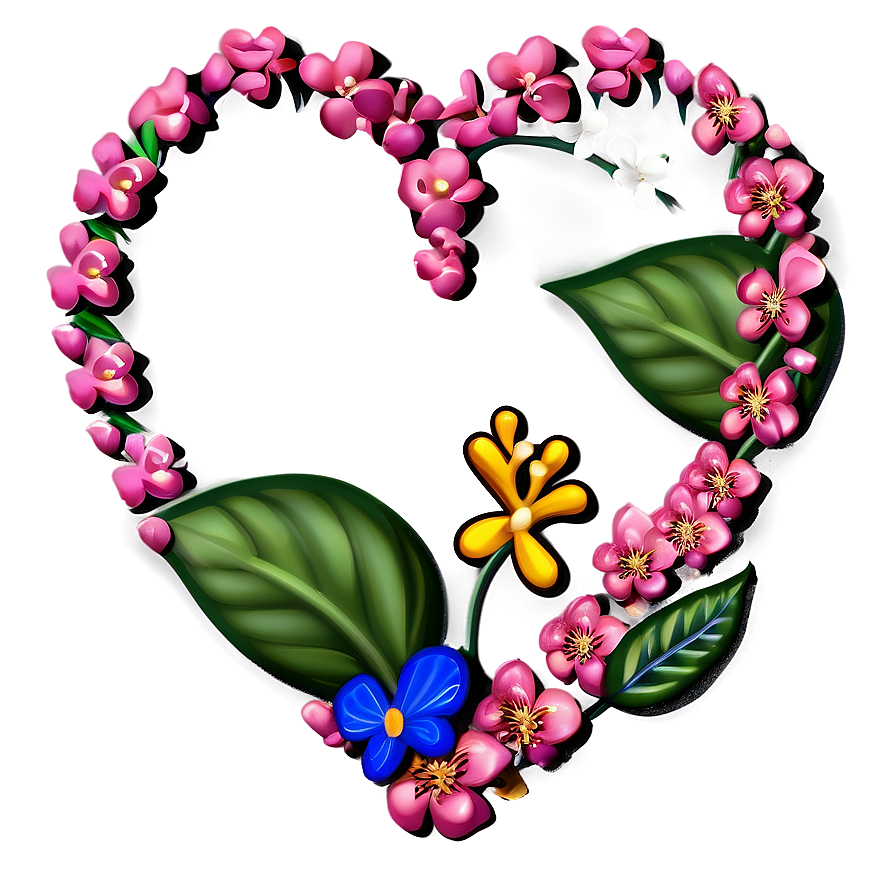 Pink Heart With Flowers Png Yrf PNG