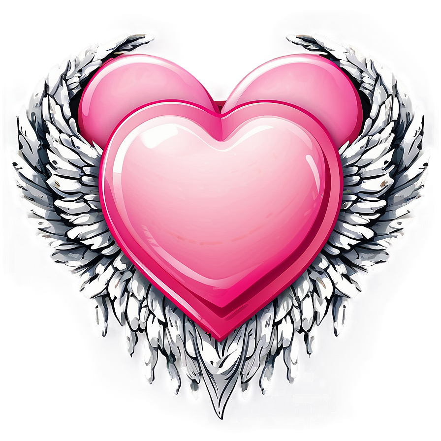 Pink Heart With Wings Png 05232024 PNG