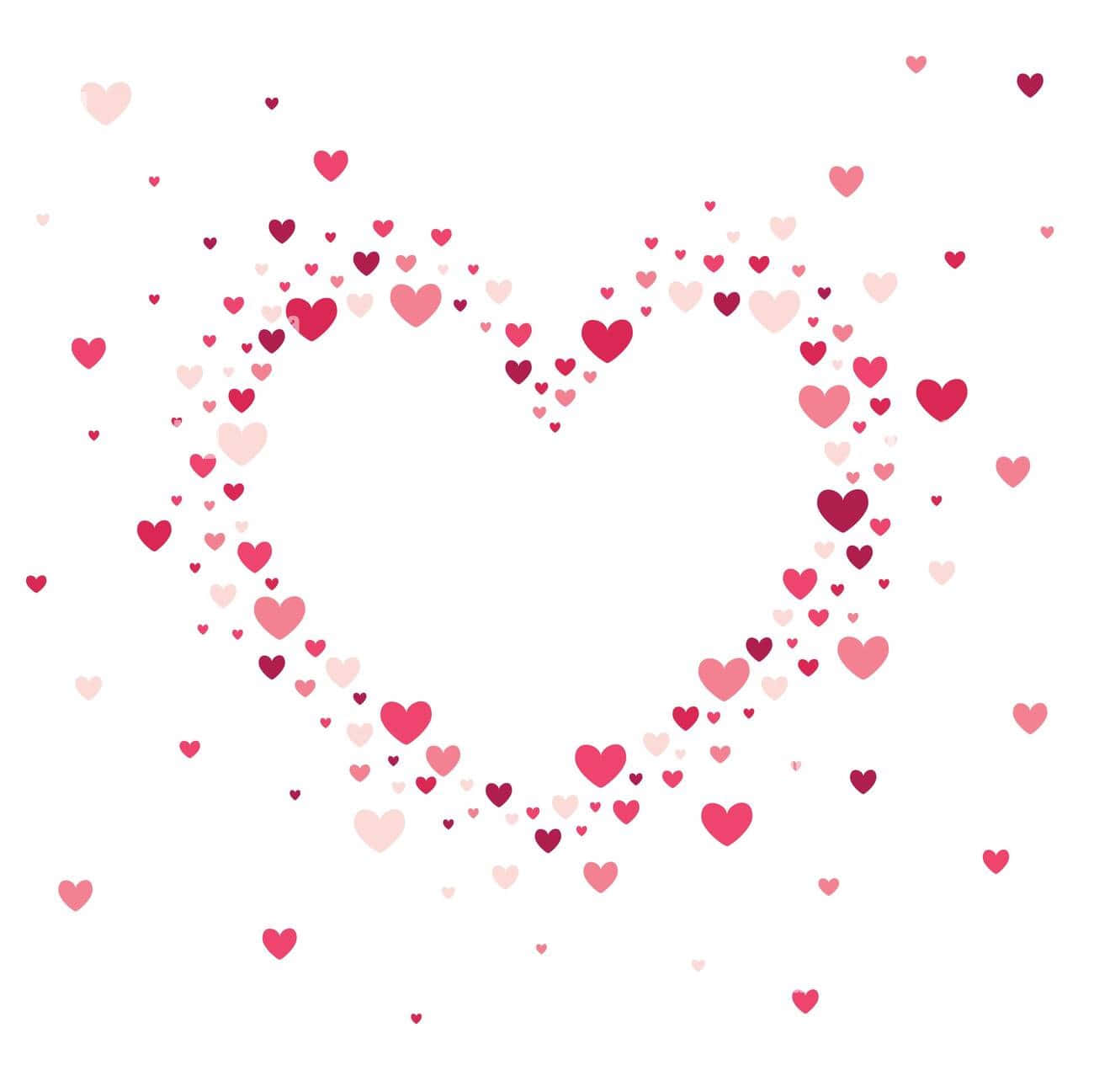 Outline Mini Pink Hearts Background