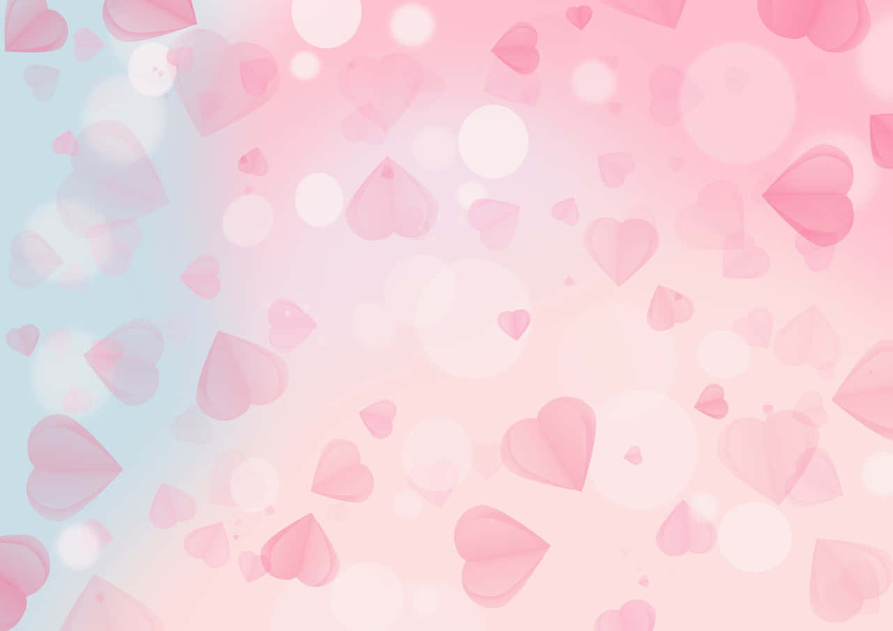 Pink Hearts Background With Bokeh Background