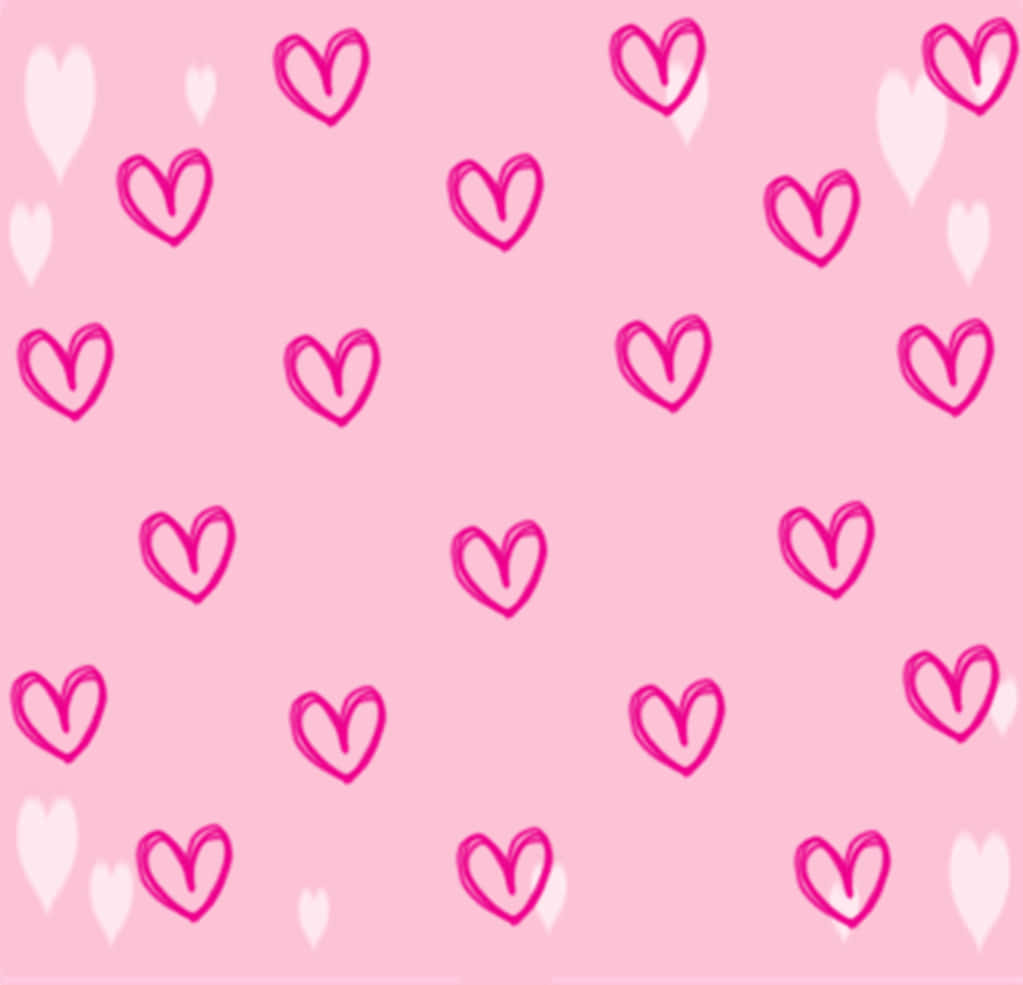 Outlined Hot Pink Hearts Background