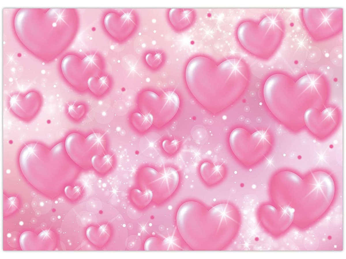 2000s Sparkly Pink Hearts Background
