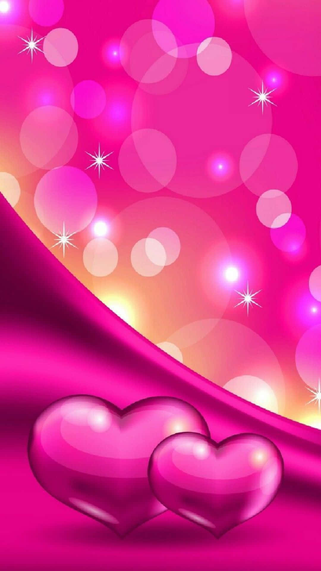 3d Glossy Pink Hearts Background