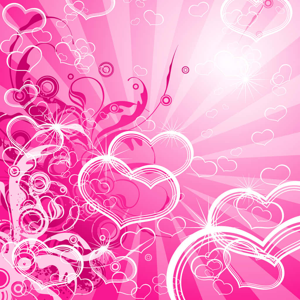 Pretty Retro Pink Hearts Background