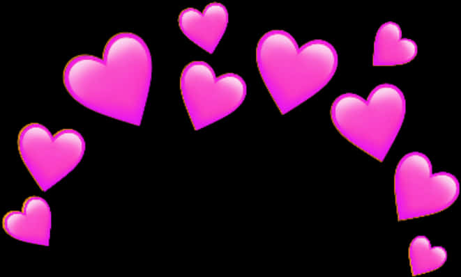 Pink Hearts Black Background PNG