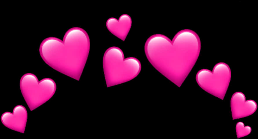 Pink Hearts Black Background PNG