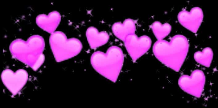 Pink Hearts Glowing Stars Background PNG
