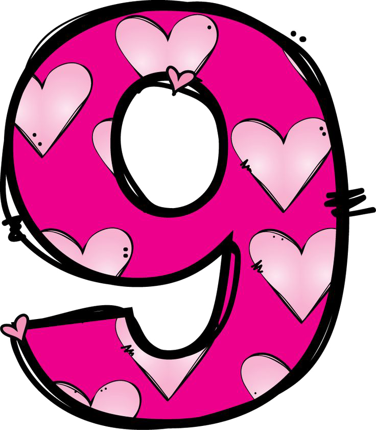Pink Hearts Number9 PNG